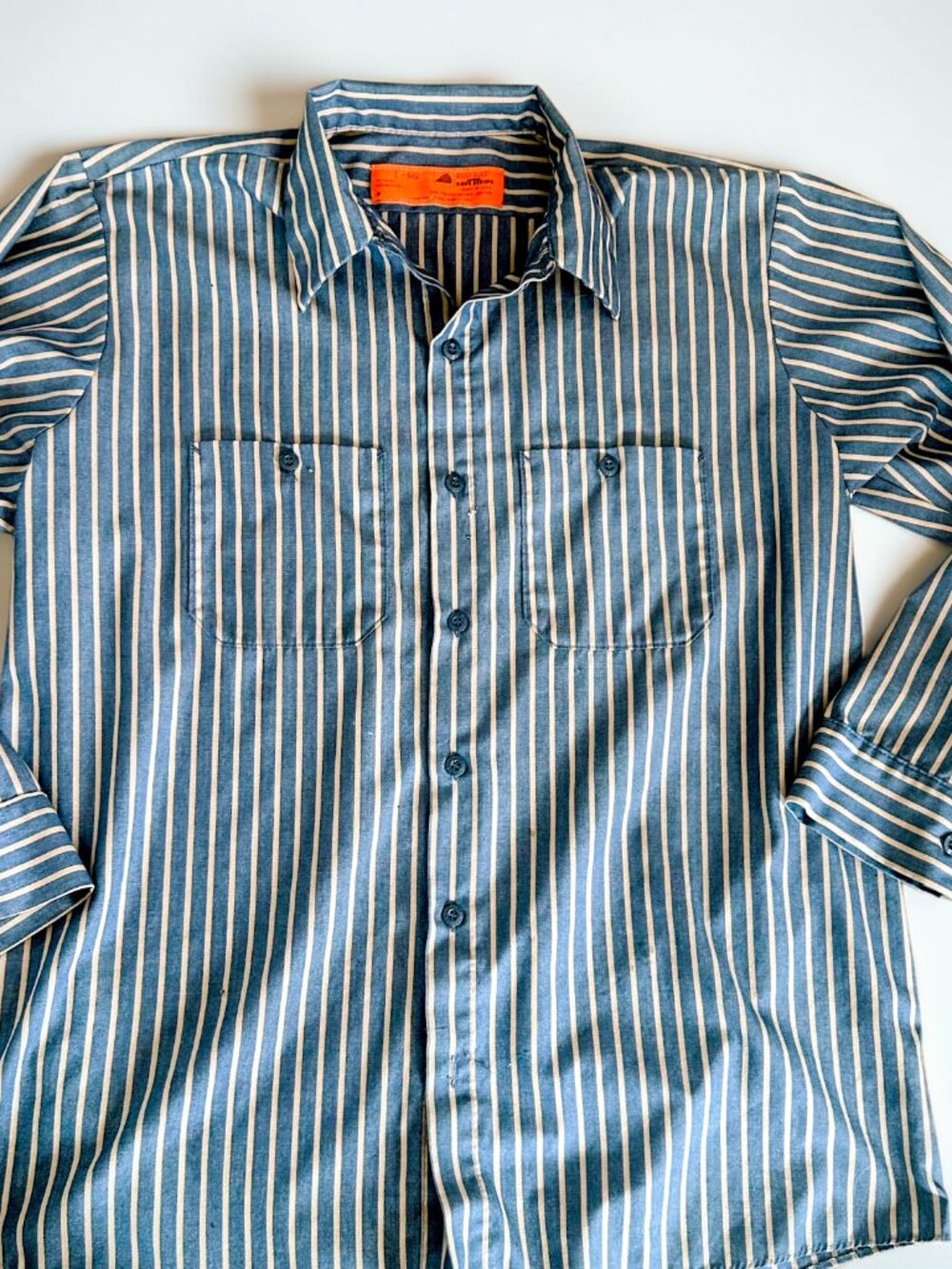 Vintage Red Kap Soft Stripes Work Shirt Made in USA Men’s L-RG Blue White Stripe
